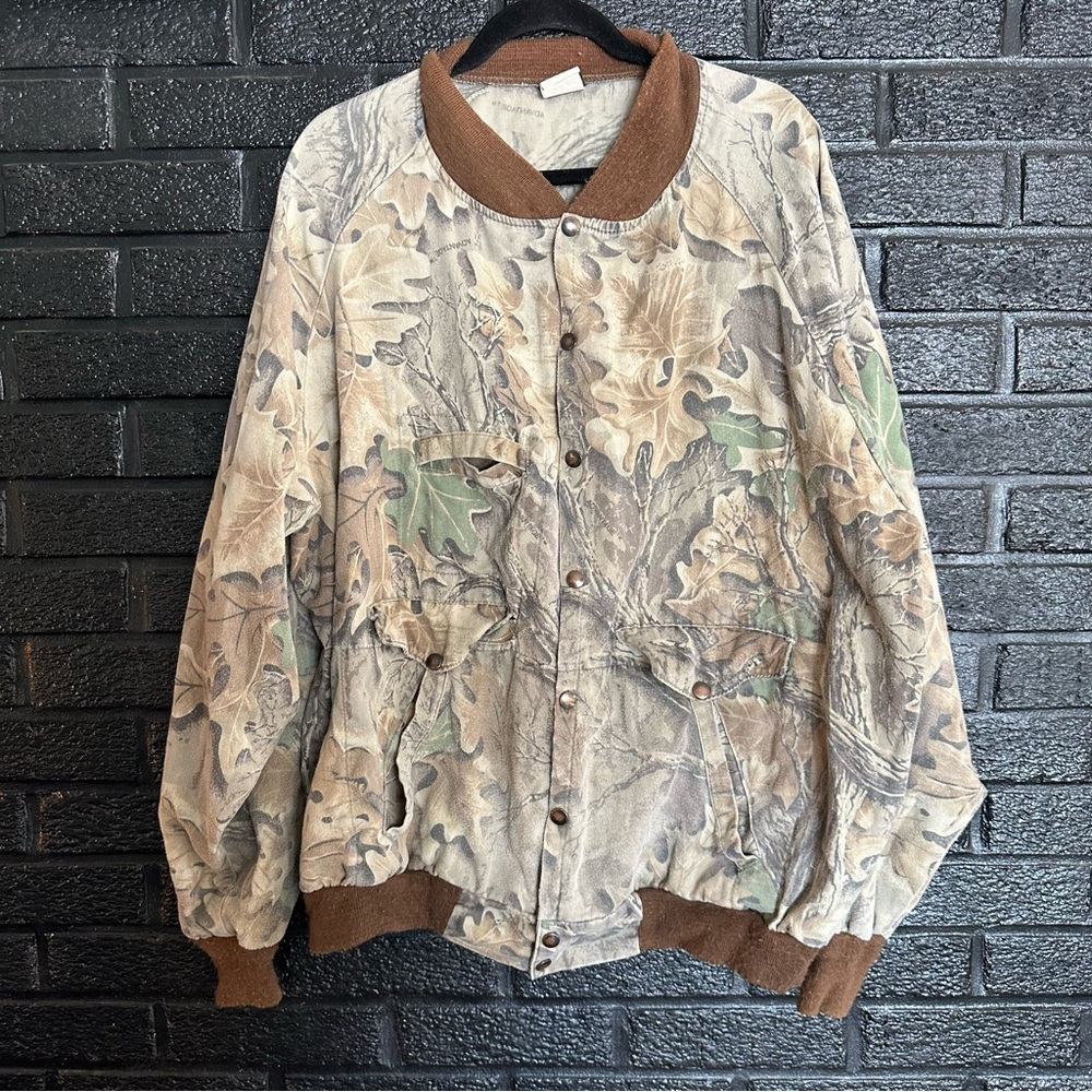 Vintage Spartan Camouflage Bomber Jacket with Brown Accents Size 2X
